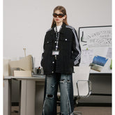 Unisex Jacket Retro Loose Black Denim Jacket Jacket